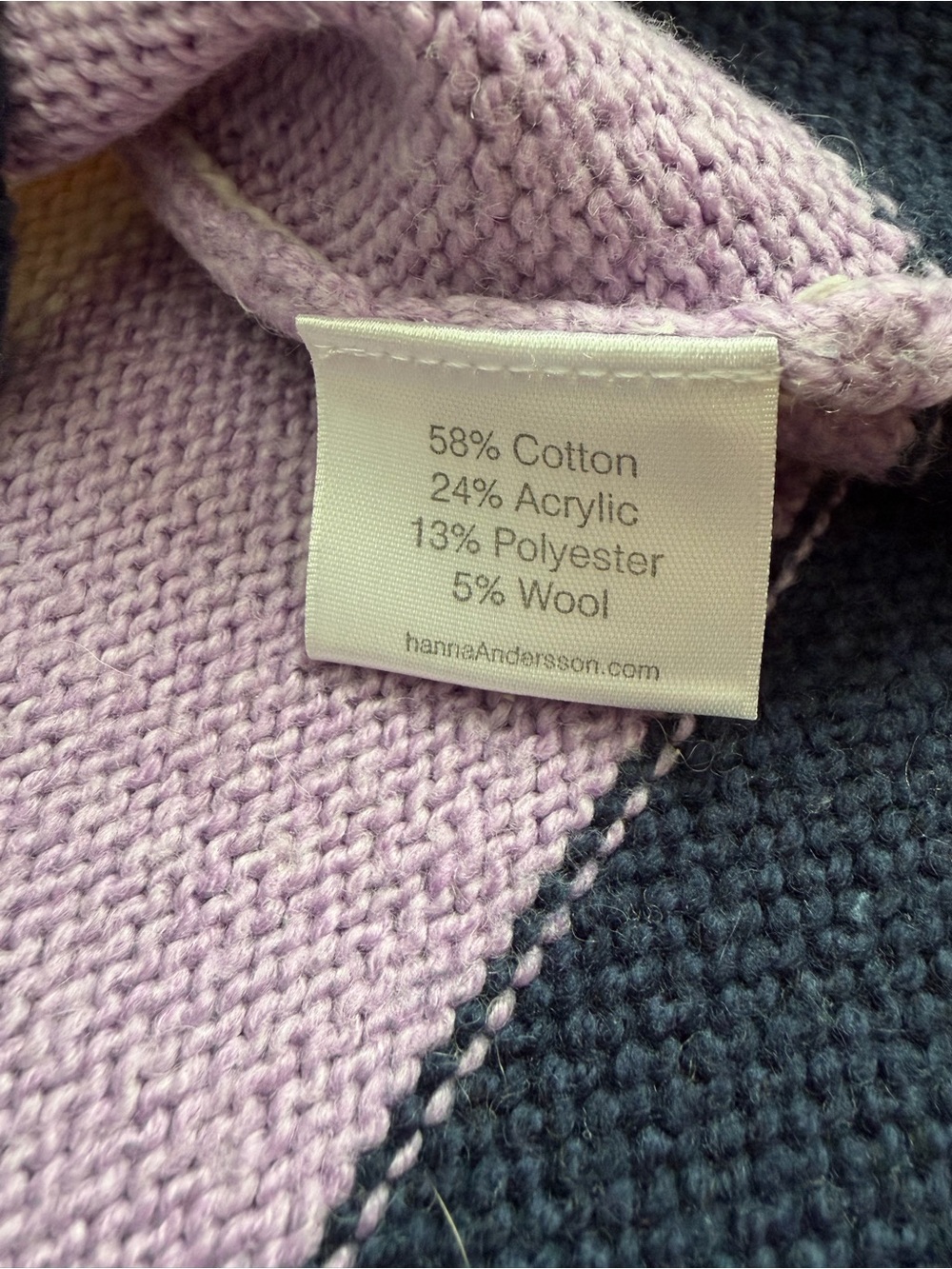 Hanna Andersson Girl's Knit Sweater Ivory Purple Blue Size 110 US Size 5 - Picture 5 of 7